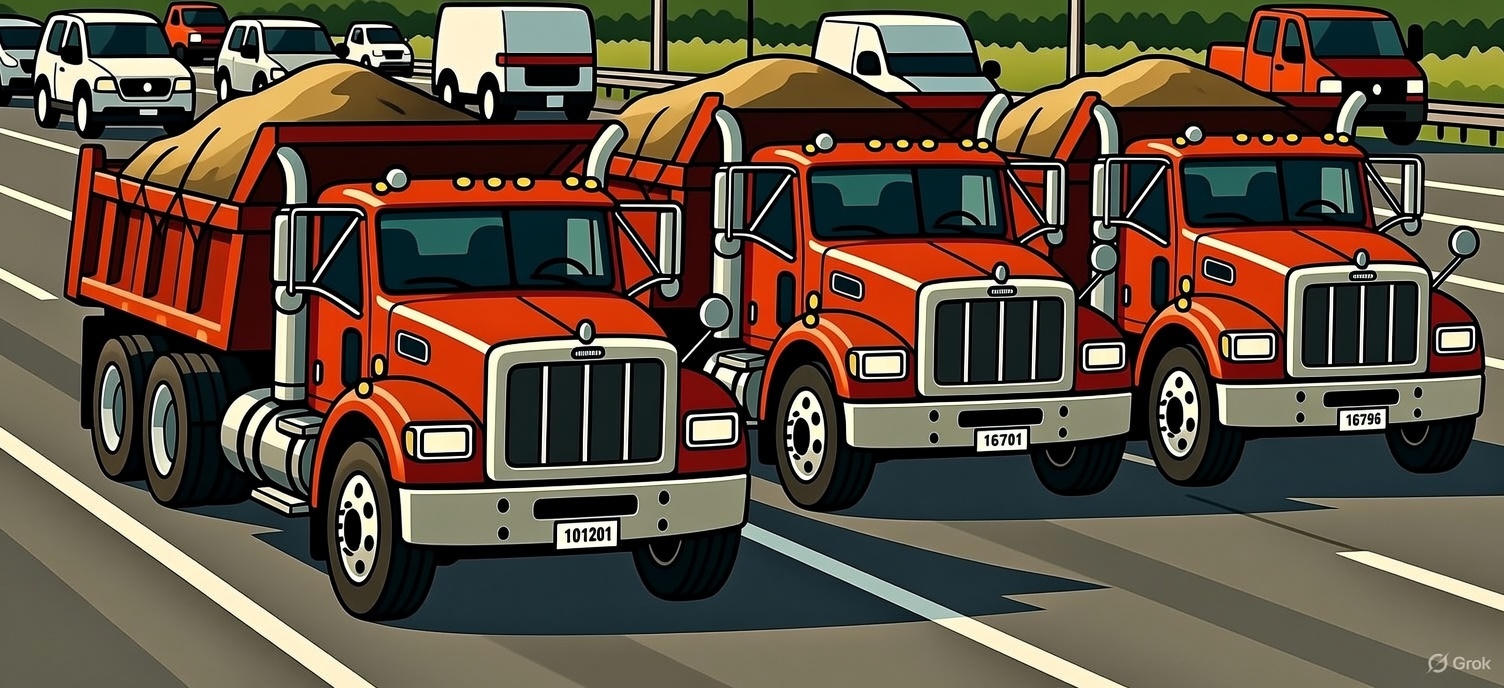 Dump Trucks Driving