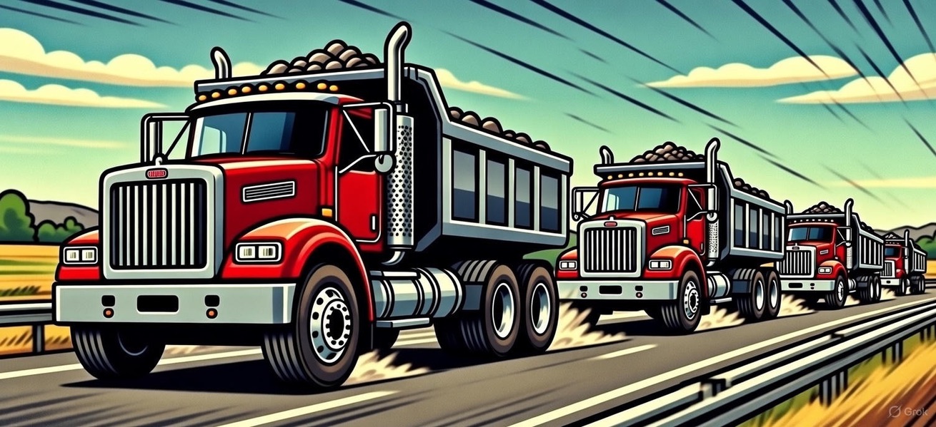 Dump Trucks Driving