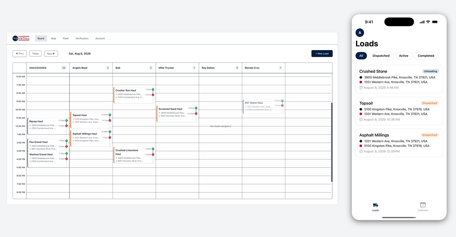 The new load waiting in the board’s Unassigned column